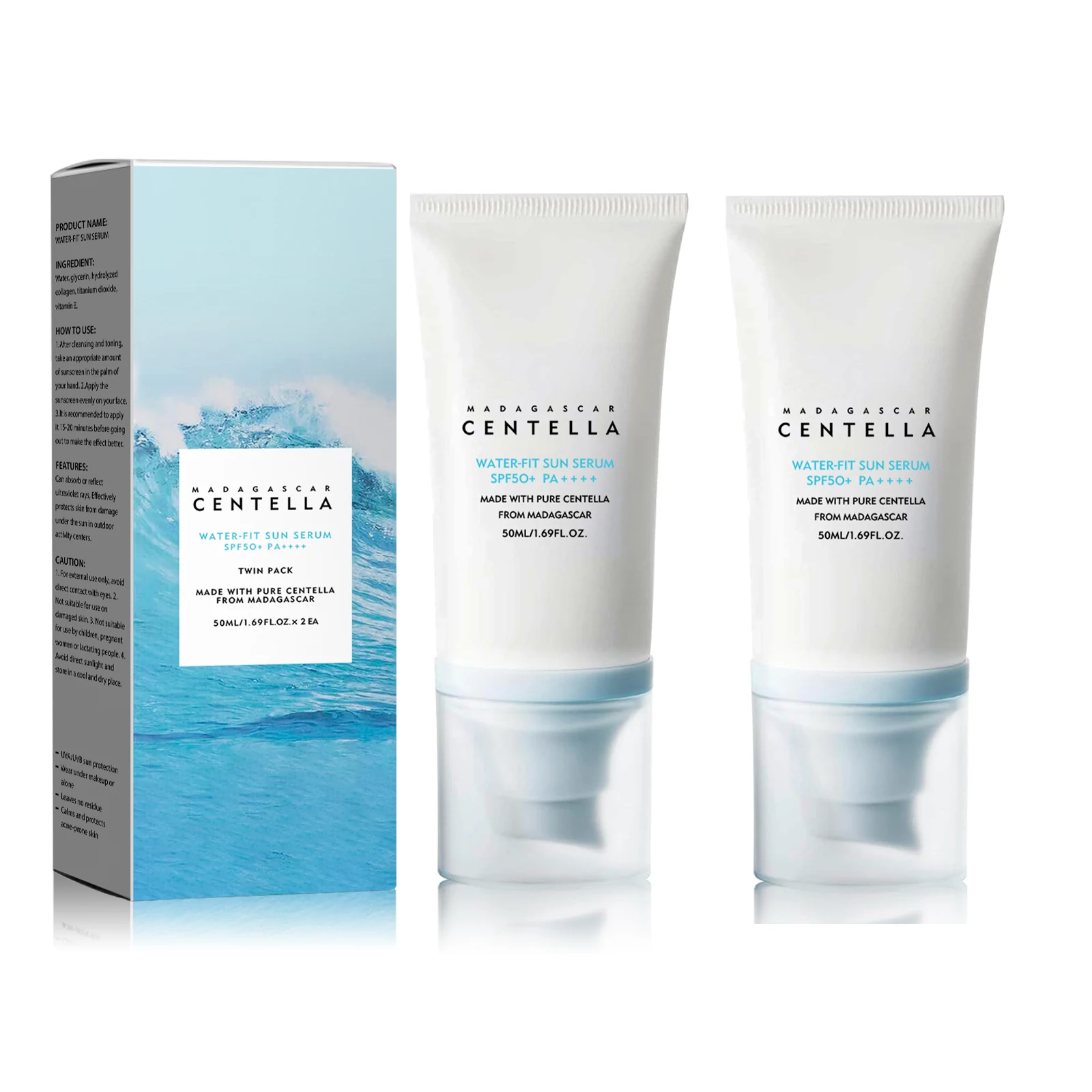 Skincare Basic - 2/1 Stück SPF50+ Sonnenschutzcreme Centella Starker